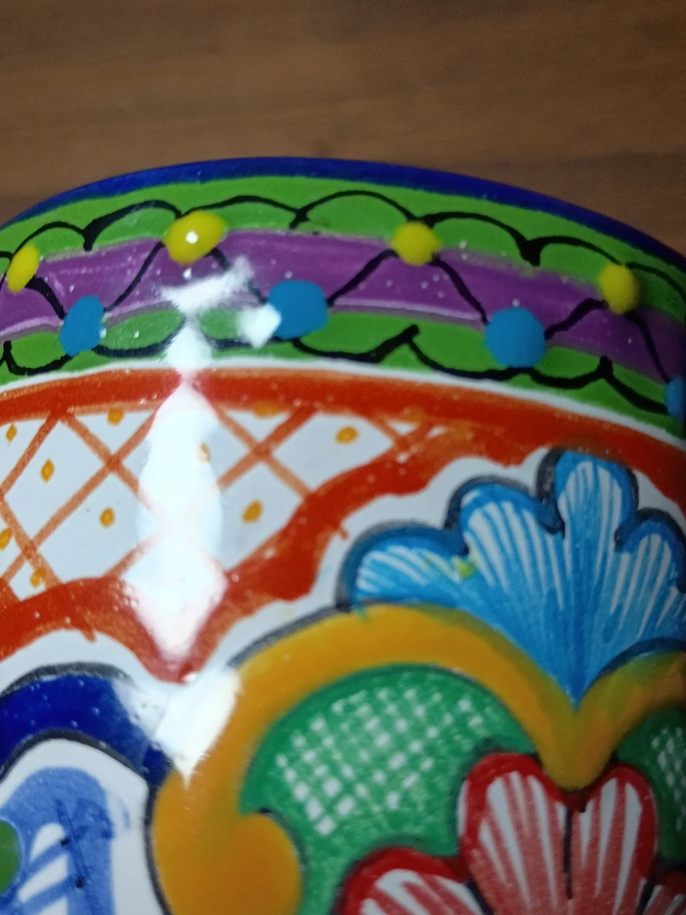 Hand-Painted Floral Ceramic Mug By Arte Talavera PueMex Lead Free